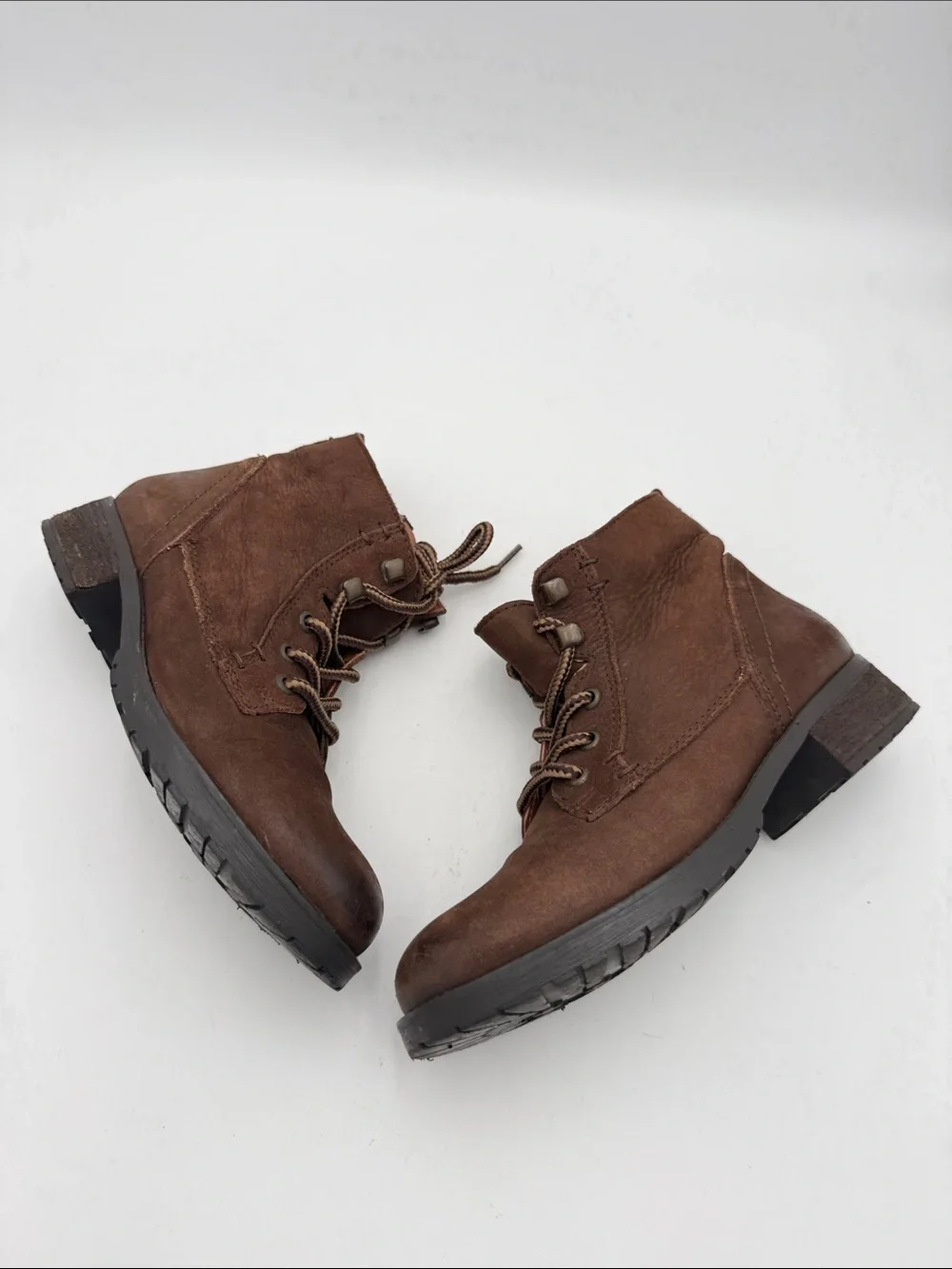 Steve Madden Brown Suede Lace-Up Ankle Boots women 6.5 Side Zip combat Y2K retro